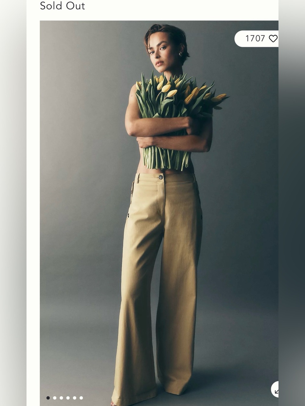 Maeve by Anthropologie Button-Pocket Wide-Leg Pants - Citron / Parsnip, Size L P - Picture 13 of 14